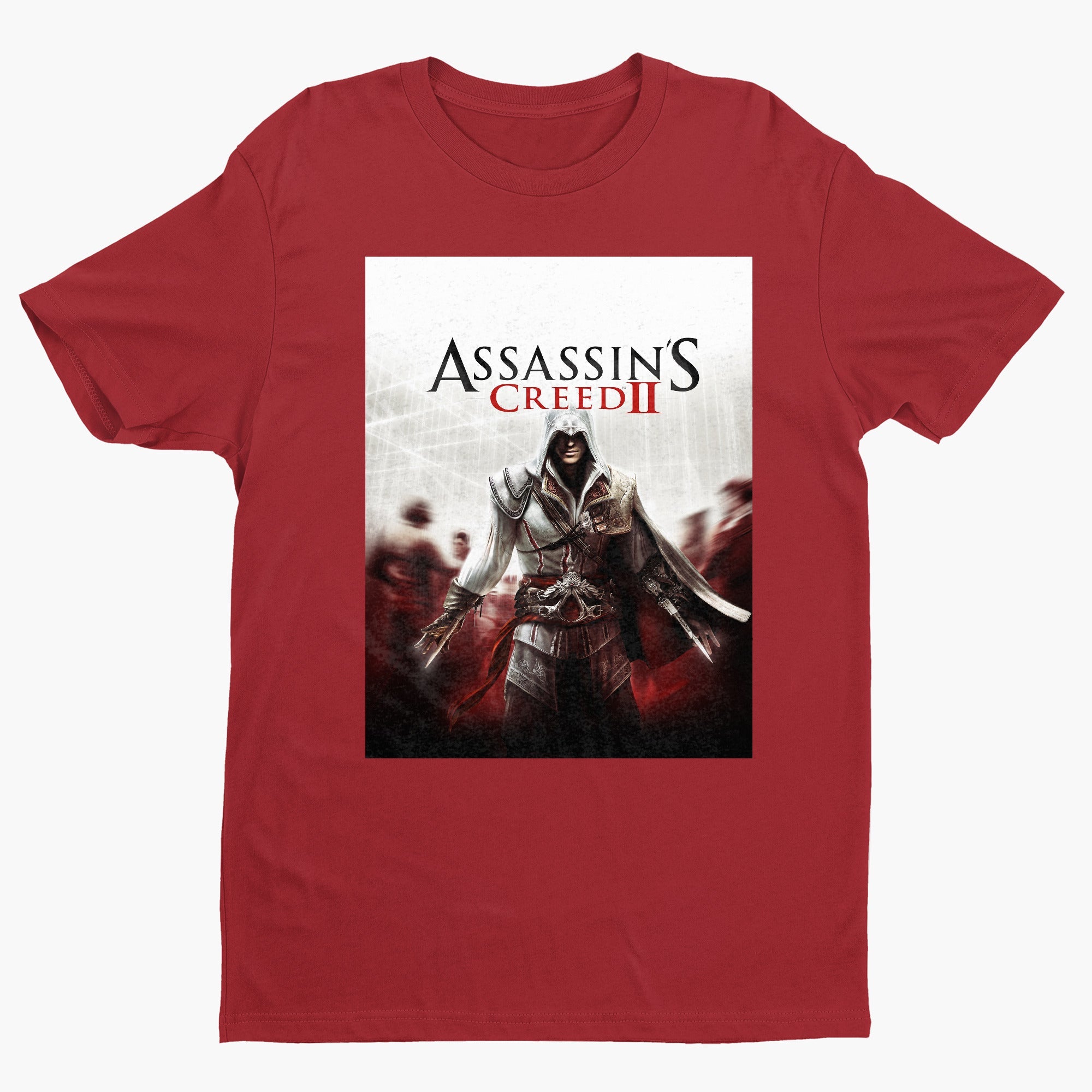 Assassin's Creed II key art tee - red unisex t-shirt, front view